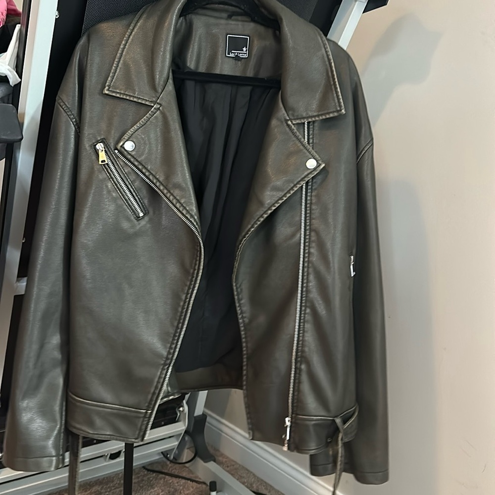 Lily and Lottie oversized faux leather jacket